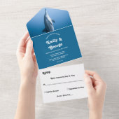 Navy Blue, onder het Zee dolfijnenkusthuwelijk All In One Uitnodiging (Afscheurbaar)