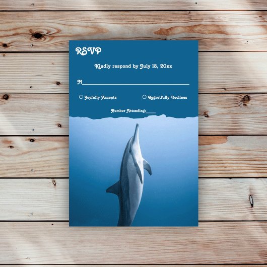 Navy Blue, onder het Zee dolfijnenkusthuwelijk RSVP Kaartje