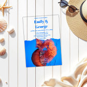 Navy Blue Onder het Zee Jellyfish Kustbruiloft Acryl Uitnodigingen