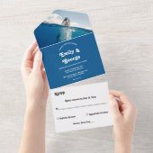 Navy Blue Onder Het Zee Walvis Kustbruiloft All In One Uitnodiging (Afscheurbaar)