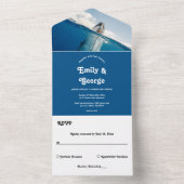 Navy Blue Onder Het Zee Walvis Kustbruiloft All In One Uitnodiging (Binnen)