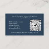 Navy Blue Online RSVP QR Code Weddenschap Informatiekaartje (Voorkant)