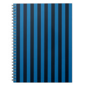 Navy Blue op Blue Vertical Stripes Decor Notitieboek (Voorkant)