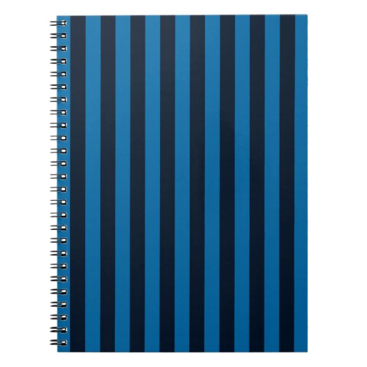 Navy Blue op Blue Vertical Stripes Decor Notitieboek (Voorkant)