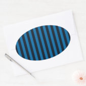Navy Blue op Blue Vertical Stripes Decor Ovale Sticker (Envelop)