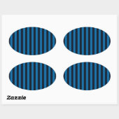 Navy Blue op Blue Vertical Stripes Decor Ovale Sticker (Vel)