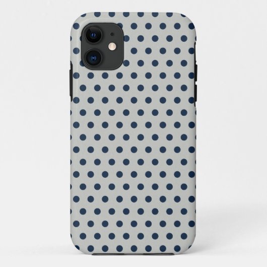 Navy Blue op grijs kleine poolpuntenpatroon Case-Mate iPhone Case (Achterkant)