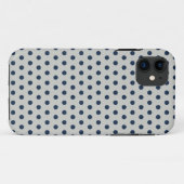 Navy Blue op grijs kleine poolpuntenpatroon Case-Mate iPhone Case (Achterkant (horizontaal))