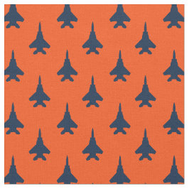 Navy Blue op Oranje Eagle Fighter Jet Pattern Stof