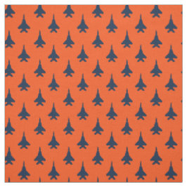 Navy Blue op Oranje Eagle Fighter Jet Pattern Stof