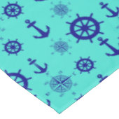 Navy Blue op Turquoise Nautical Pattern Tafelkleed (Gekanteld)