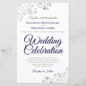 Navy Blue op White BUDGET Wedding Invite Large (Voorkant)