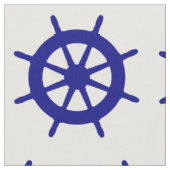 Navy Blue op White Coastal Decor Ship Wheel Stof (Close Up)