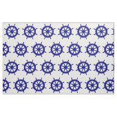 Navy Blue op White Coastal Decor Ship Wheel Stof (Fat Quarter)