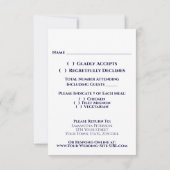 Navy Blue op White Elegant Calligraphy Wedding RSVP Kaartje (Achterkant)
