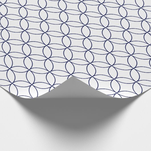 Navy Blue op White Overlapping Circles Cadeaupapier (Hoek)
