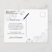 Navy Blue op White Wedding Save the Date Calendar Aankondigingskaart (Achterkant)