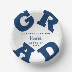 Navy Blue op wit Afstuderen, gepersonaliseerd Papieren Kommen
