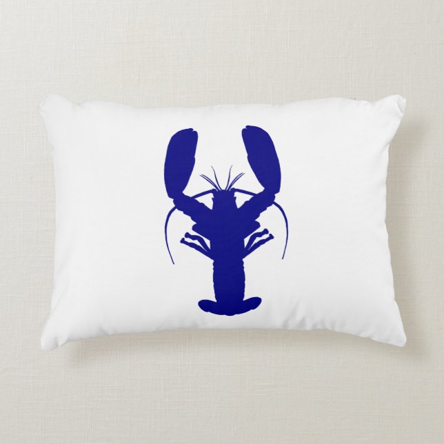 Navy Blue op witte kuststrook Decoratief Kussen (Voorkant)
