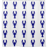 Navy Blue op witte kuststrook Douchegordijn (Voorkant)