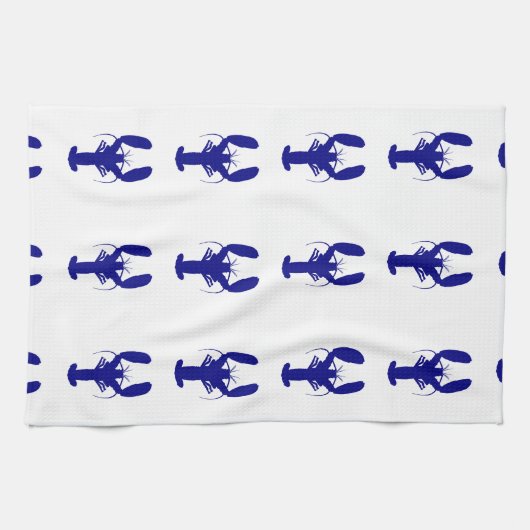 Navy Blue op witte kuststrook Theedoek (Horizontaal)