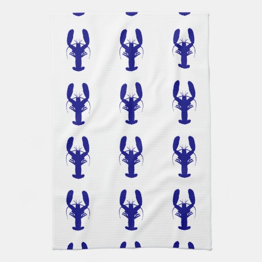 Navy Blue op witte kuststrook Theedoek (Verticaal)