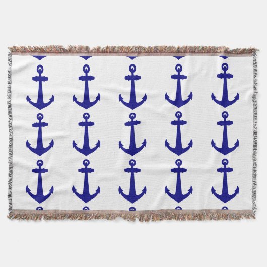 Navy Blue op witte kustverankeraar Deken (Voorkant)