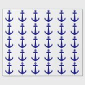 Navy Blue op witte kustverankeringspanker Cadeaupapier (Vlak)