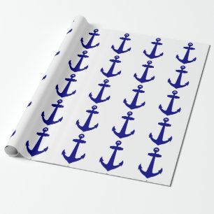 Navy Blue op witte kustverankeringspanker Cadeaupapier