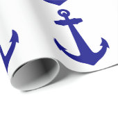 Navy Blue op witte kustverankeringspanker Cadeaupapier (Rol Hoek)
