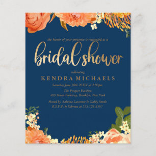 Navy Blue Oranje floral Bridal Shower