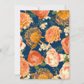 Navy Blue Oranje floral Bridal Shower Kaart (Achterkant)
