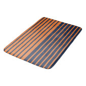 Navy Blue Oranje Horizontal Striped Bath Mat (Gekanteld)