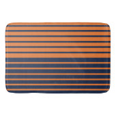 Navy Blue Oranje Horizontal Striped Bath Mat (Voorkant)