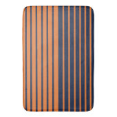Navy Blue Oranje Horizontal Striped Bath Mat (Voorkant Verticaal)