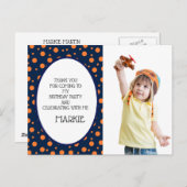 Navy Blue Oranje Polka Dot Birthday Dank je Briefkaart (Voorkant / Achterkant)