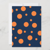 Navy Blue Oranje Polka Dot College Trunk Party Kaart (Achterkant)
