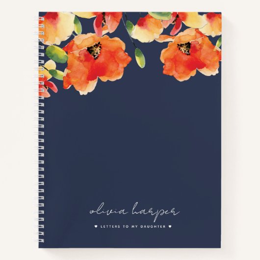 Navy Blue Oranje Poppy Letters to Daughter Journal Notitieboek (Voorkant)