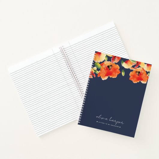 Navy Blue Oranje Poppy Letters to Daughter Journal Notitieboek (Binnen)