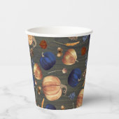 Navy Blue Oranje Pumpkin Herfst Harvest Rustic Woo Papieren Bekers (Voorkant)