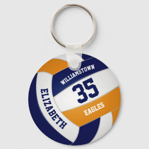 Navy Blue oranje team kleuren volleybal gifting Sleutelhanger