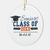 Navy Blue Oranje Typografie Afstuderen ornament (Links)