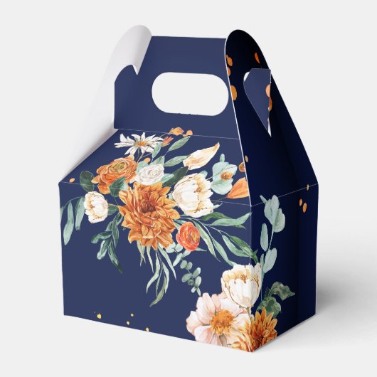 Navy blue oranje white flow bruiloft aangepast bedankdoosjes (Achterkant)