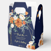 Navy blue oranje white flow bruiloft aangepast bedankdoosjes (Geopend)