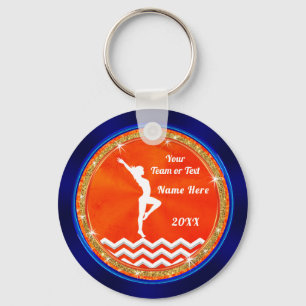 Navy Blue, Oranje, White, Gymnastics Team Gifts Sleutelhanger