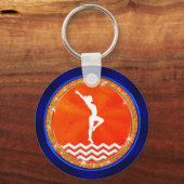Navy Blue, Oranje, White, Gymnastics Team Gifts Sleutelhanger (Achterkant)
