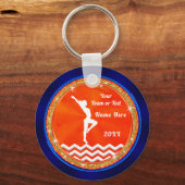 Navy Blue, Oranje, White, Gymnastics Team Gifts Sleutelhanger (Voorkant)