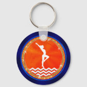 Navy Blue, Oranje, White, Gymnastics Team Gifts Sleutelhanger (Achterkant)