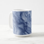 Navy- Blue Organic Marble-Like Texture Koffiemok (Voorkant links)