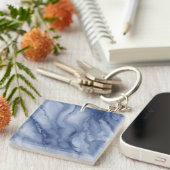 Navy- Blue Organic Marble-Like Texture Sleutelhanger (Voorkant Rechts)